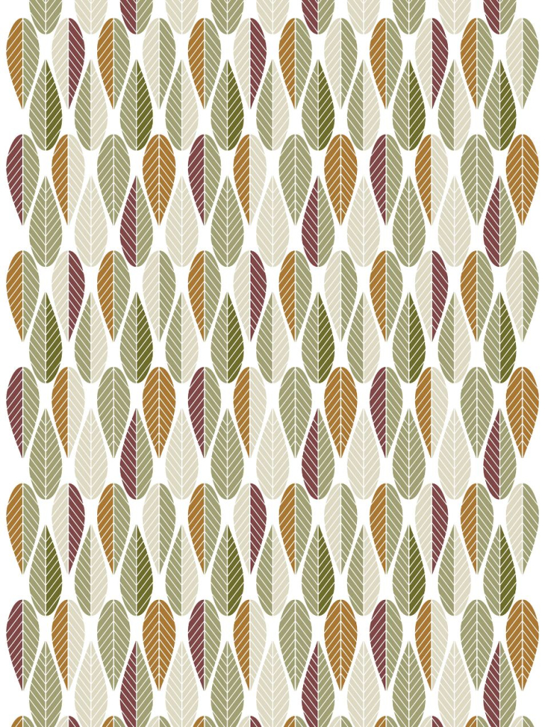 Blader grön/rost tyg metervara