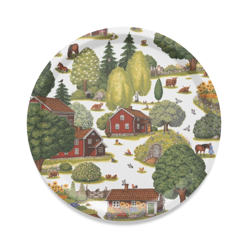 Ginkalunda grön/röd rund bricka - Arvidssons