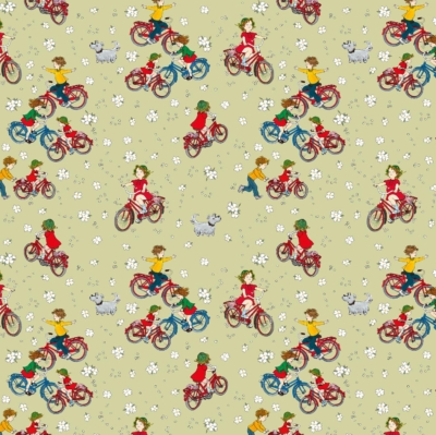 Lotta Cyklar trikå grön metervara