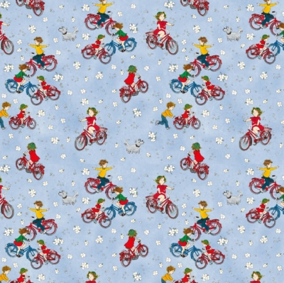 Lotta Cyklar trikå blå metervara