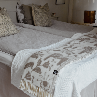 Leksand beige ullpläd